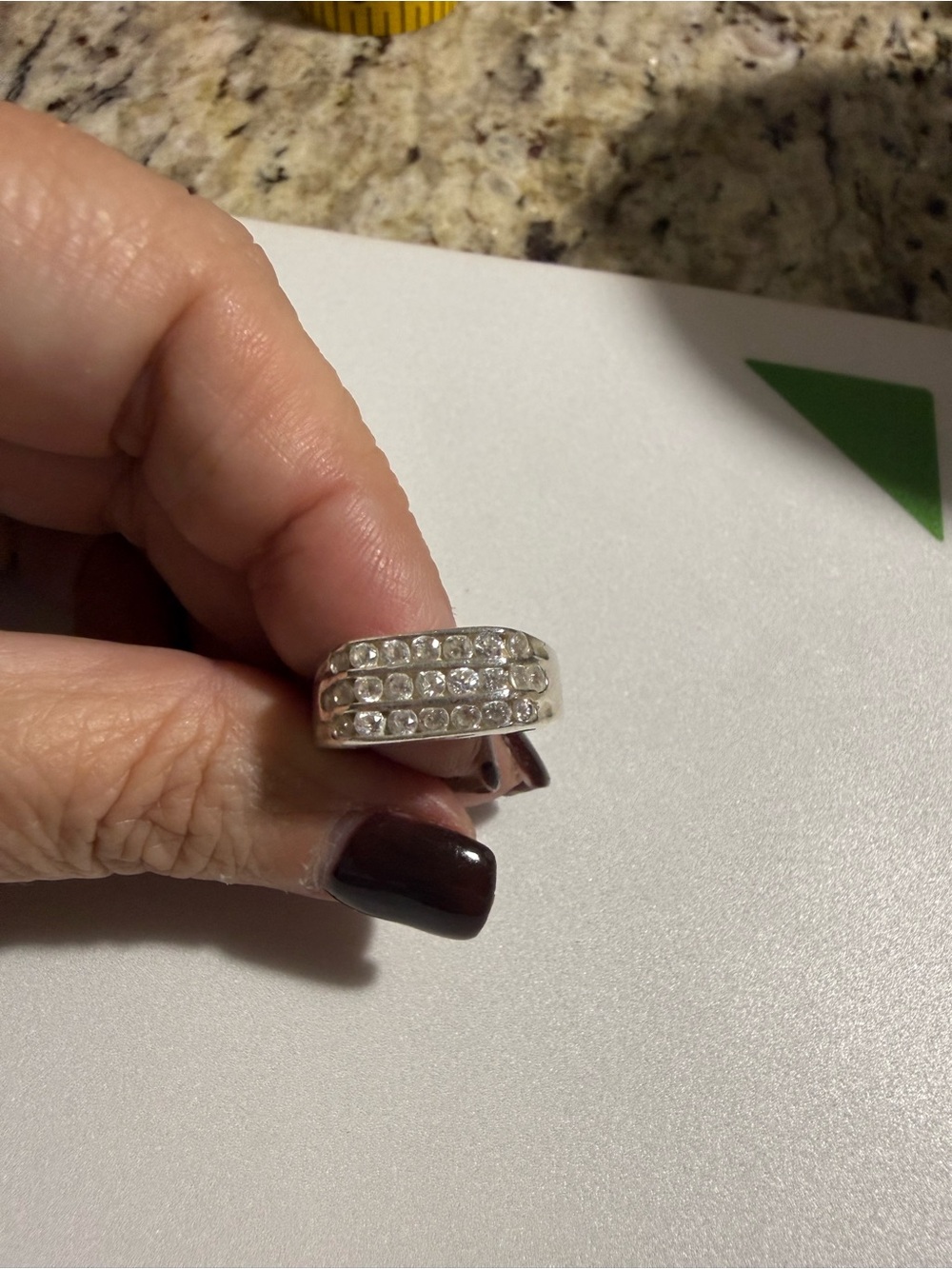 Elegant Sterling Silver 925 Crystal Row Ring - Size 6.5 -Clear Stones